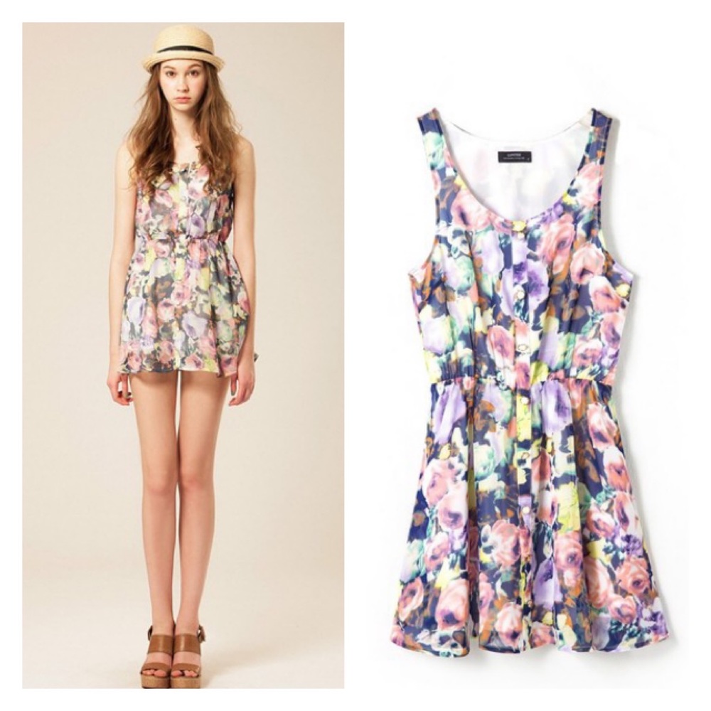 Lovfee Watercolor floral bohemian dress